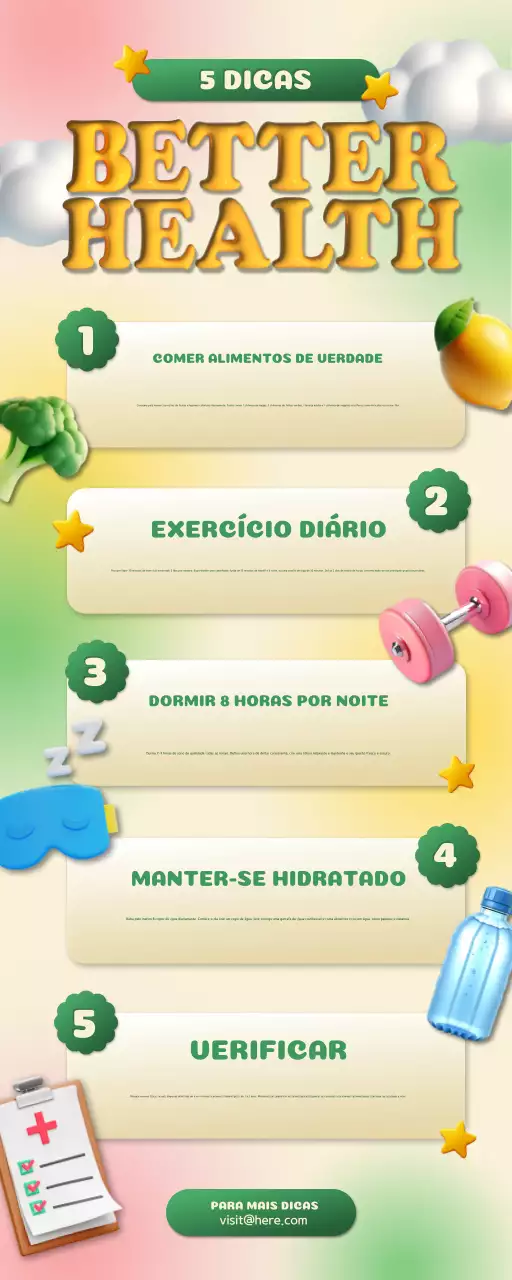 guia colorido moderno para uma melhor saúde infográfico