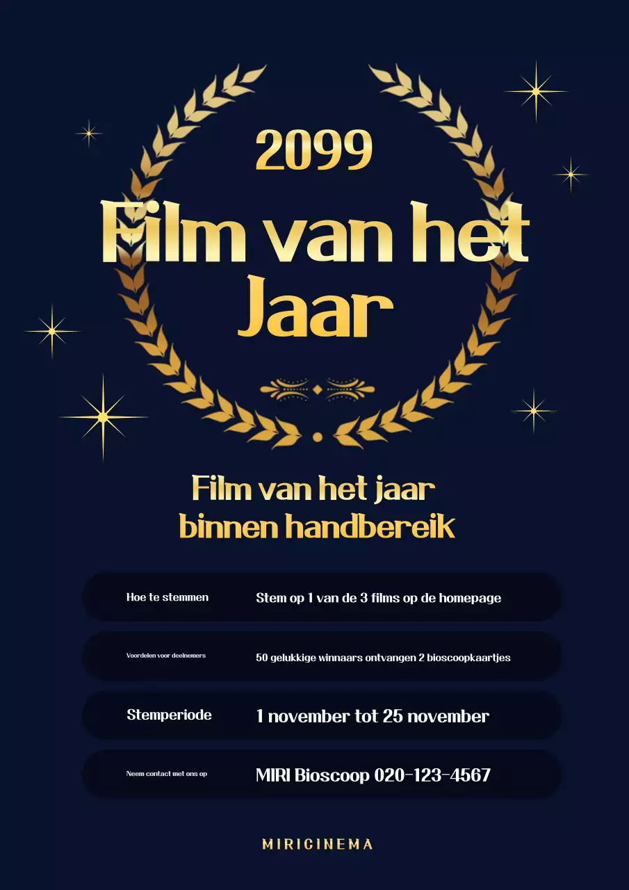 Promoot de goud- en marineblauwe klassieke Film van het Jaar stemming