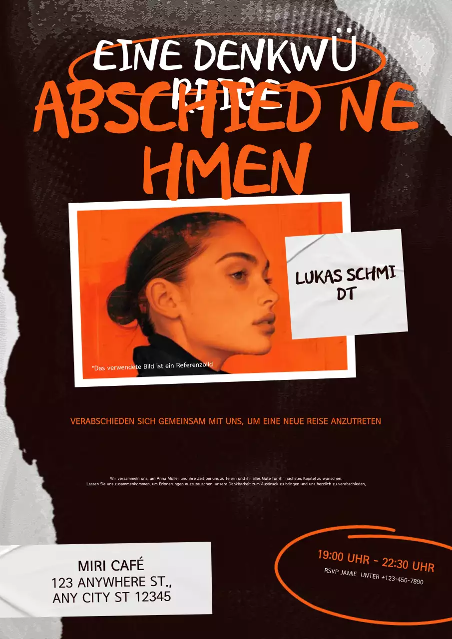 Schwarzes und grünes Grunge-Abschieds-Event-Poster