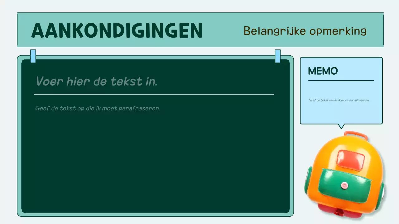 agenda planner oranje en groenblauw pop class