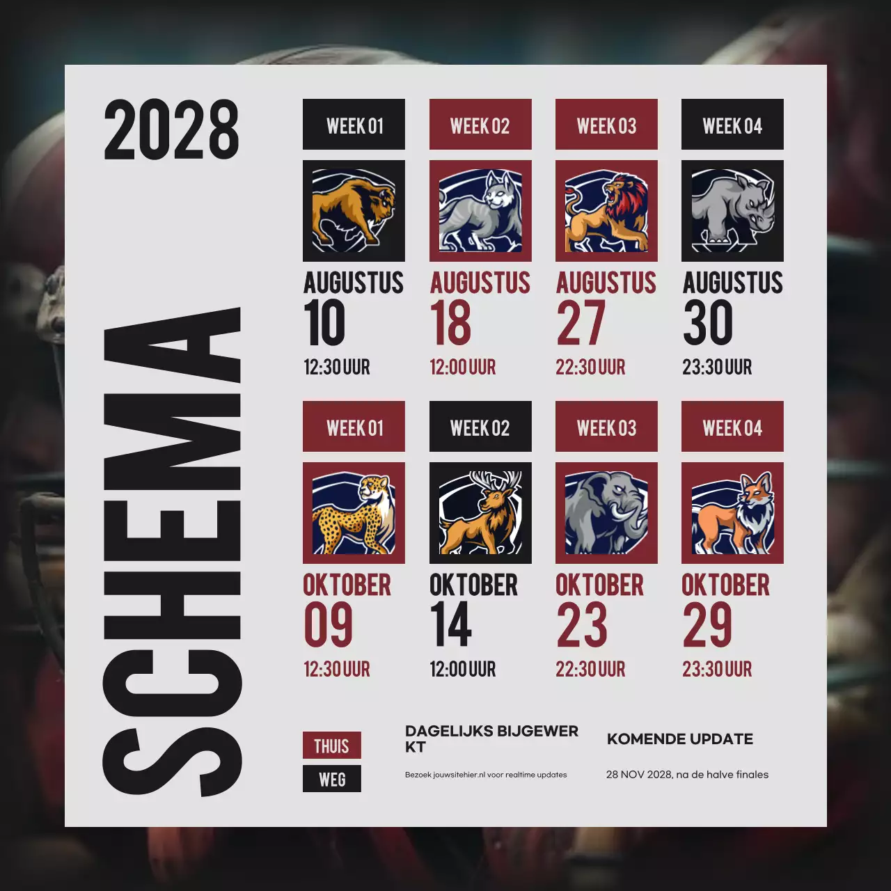 Zwart en Rood Modern Toernooi Team Schema