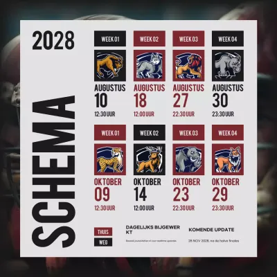 Zwart en Rood Modern Toernooi Team Schema