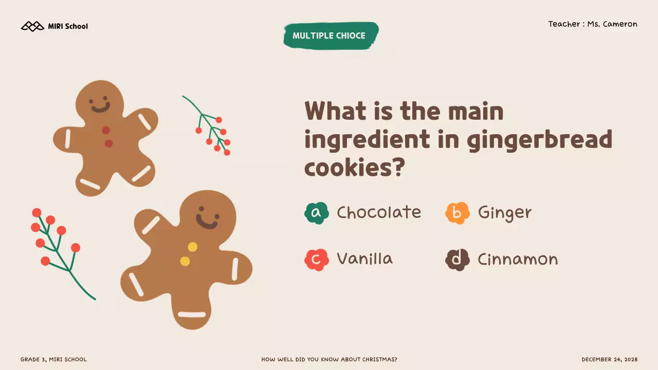 Illustrative Christmas quiz for kids and school students