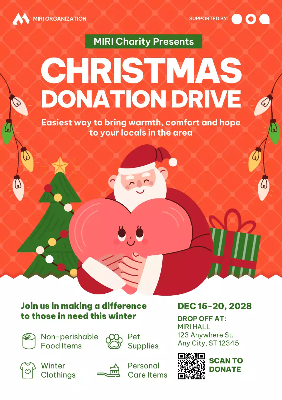 Orange Retro Christmas Promotion Poster