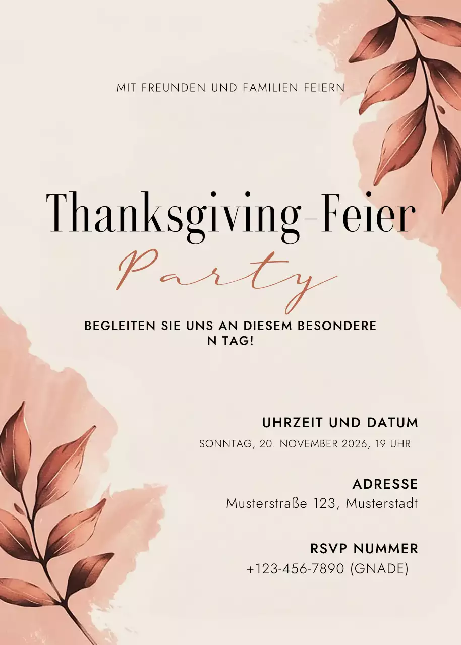 Beige elegante Feier Einladung