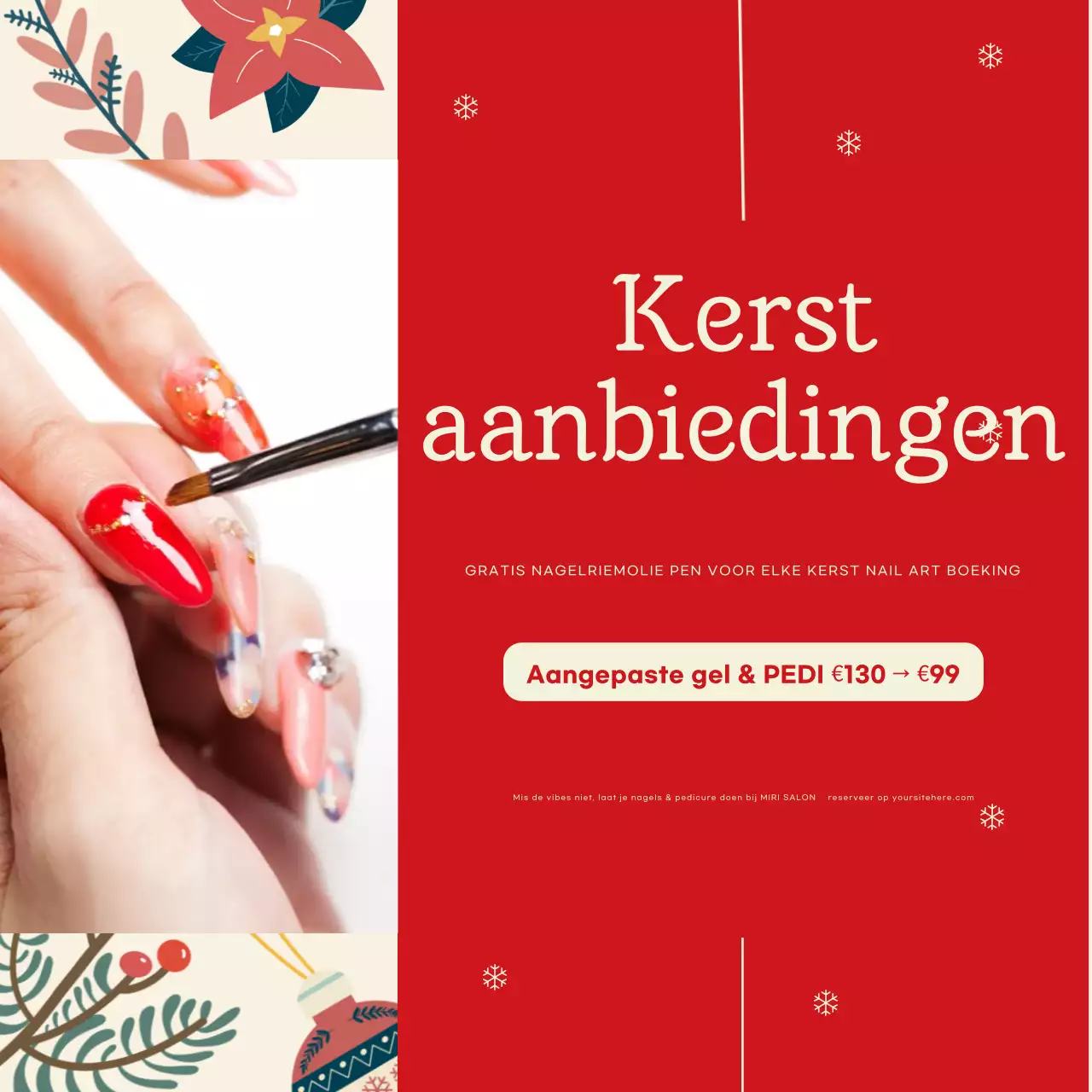 rood elegante kerst aanbiedingen nagel advertentie