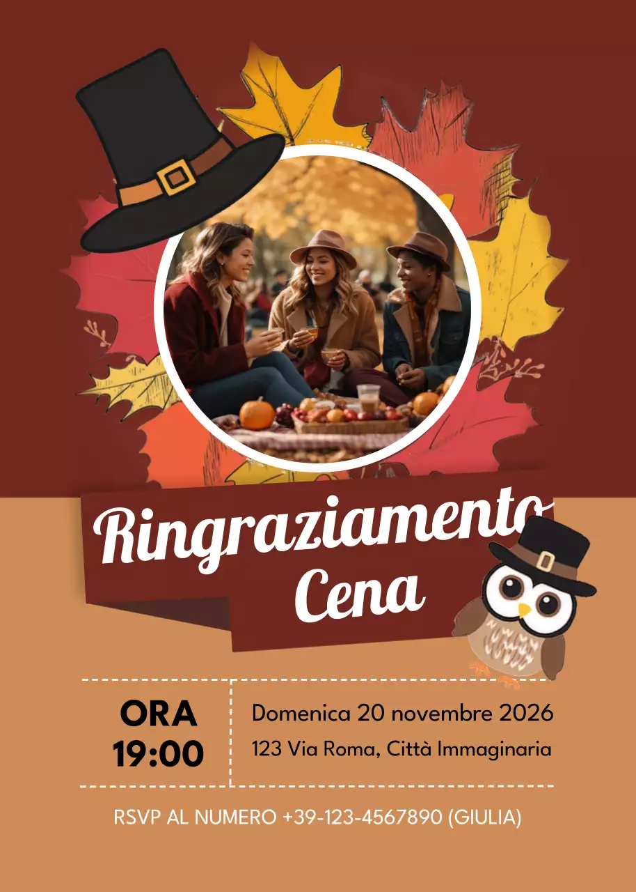 invito rustico marrone per il Ringraziamento