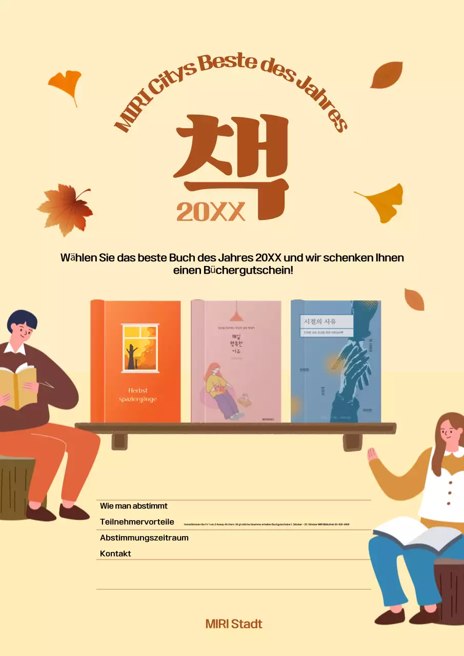 Schlichtes Orange und Braun als Werbung für die Wahl zum besten Buch des Jahres