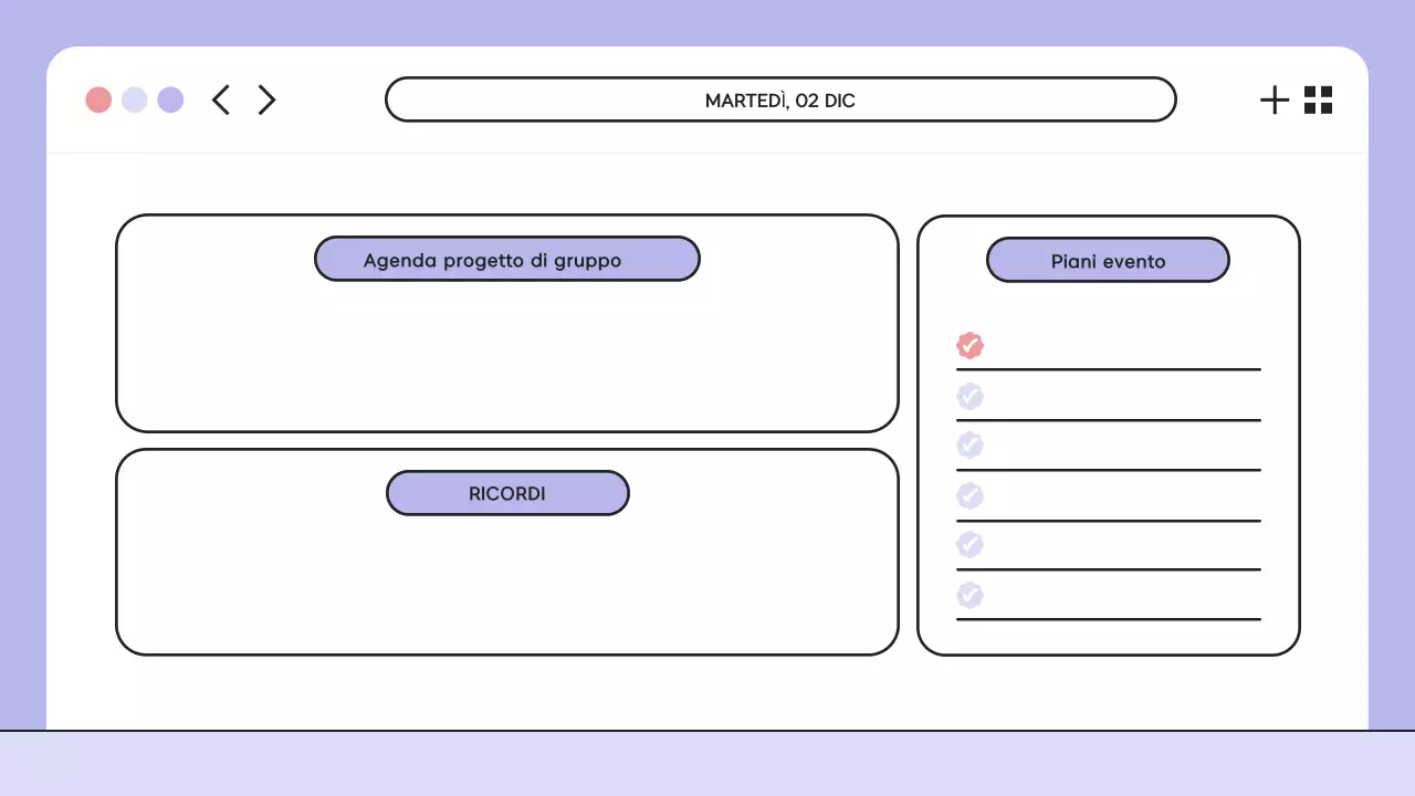 Illustrazione viola Presentazione dell'agenda di classe