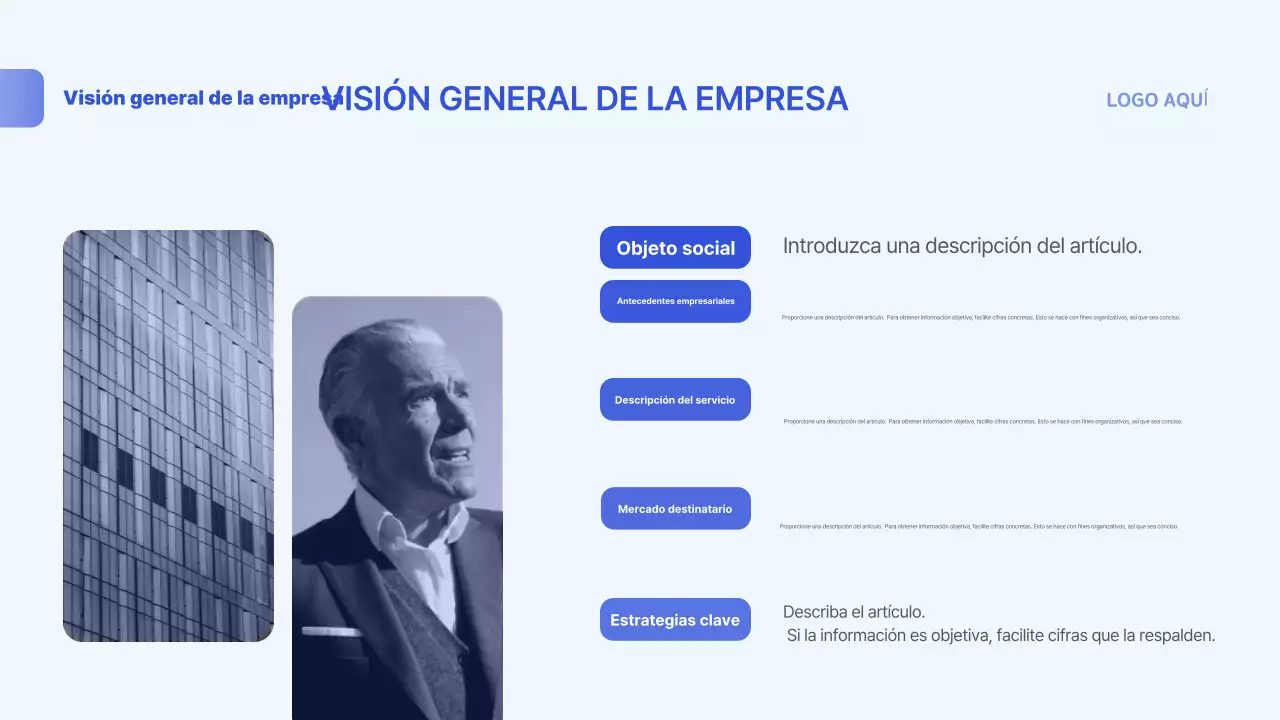Pasar la información del informe azul por defecto