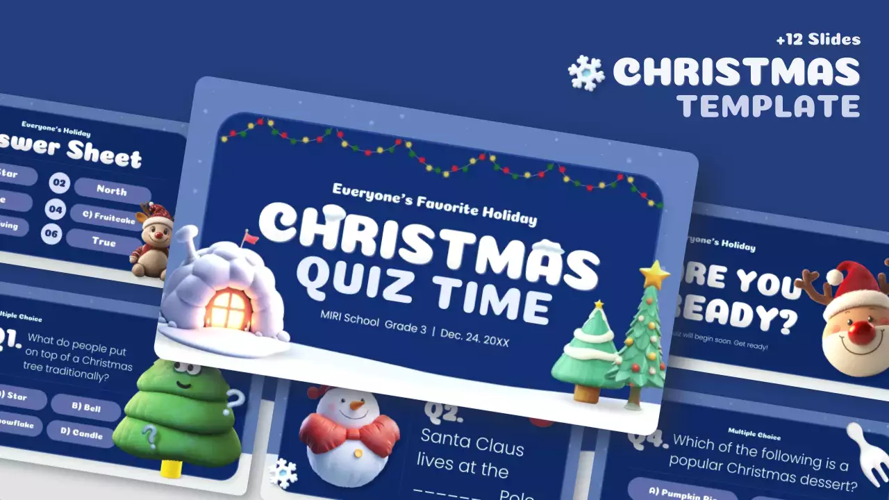 Blue Festive Christmas Quiz Guide Presentation