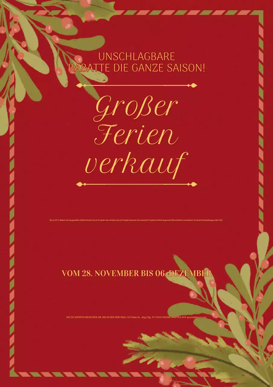 rote traditionelle Ferienverkaufsanzeige