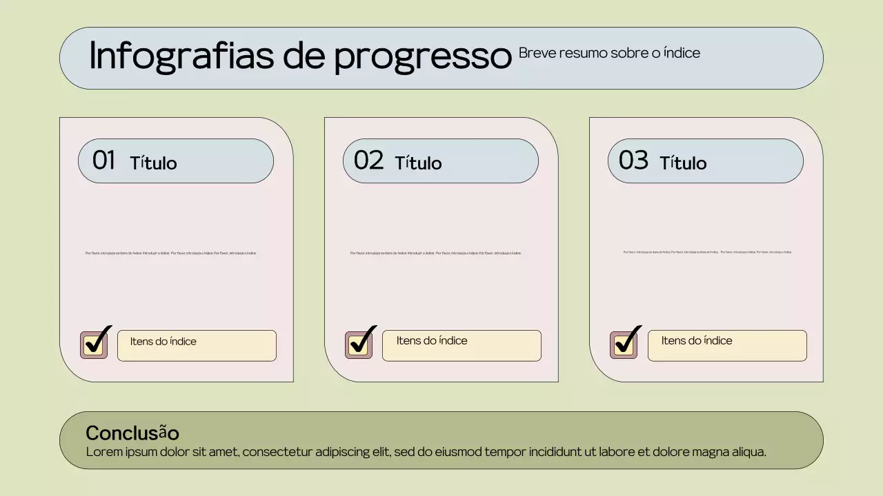 layout infográfico de progresso mínimo verde