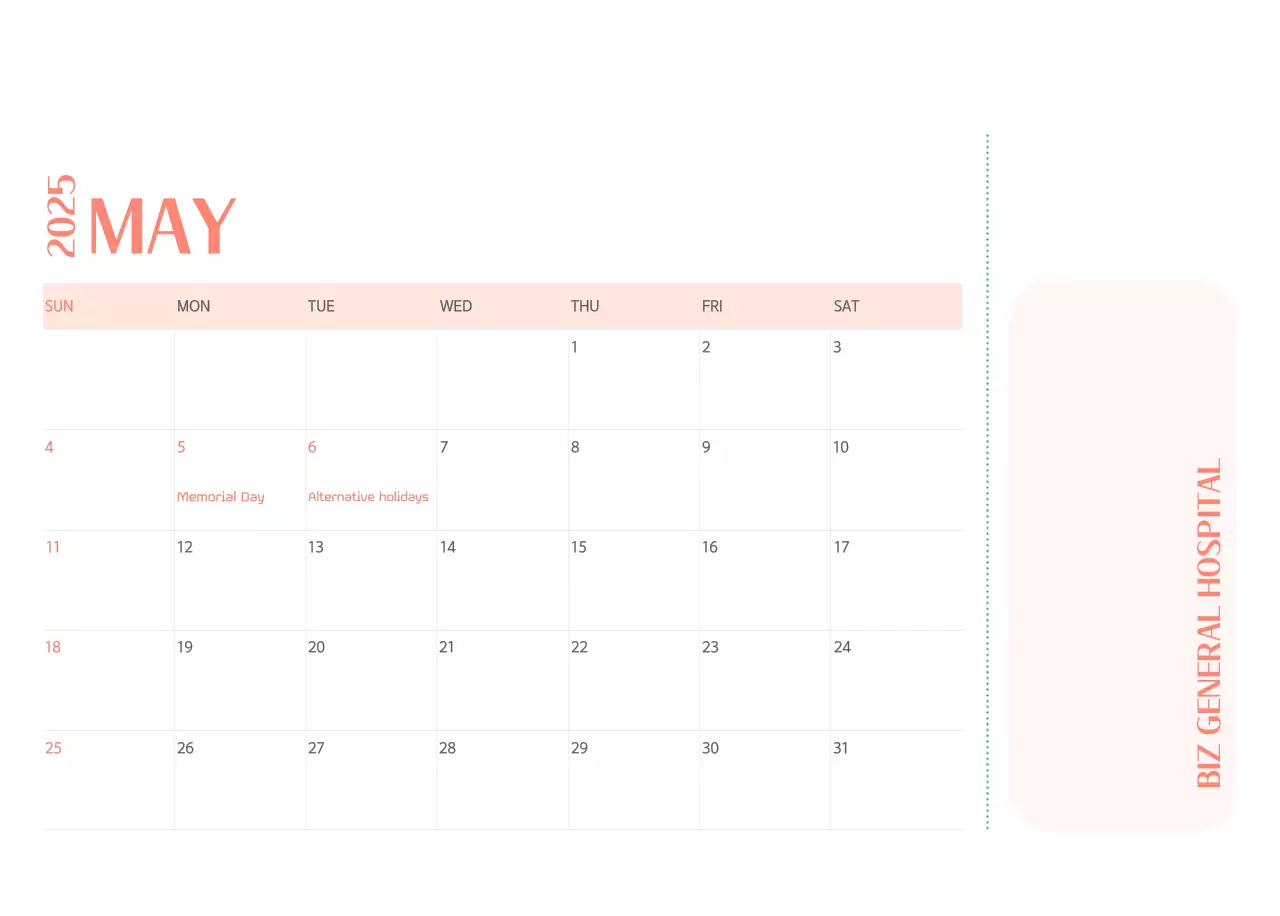Kalender rumah sakit dalam bingkai foto hijau