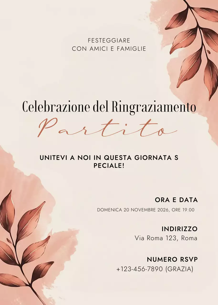 Invito elegante beige per festeggiamenti