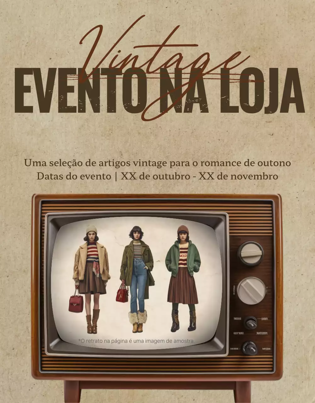 Promover a venda de artigos de moda castanha e vintage