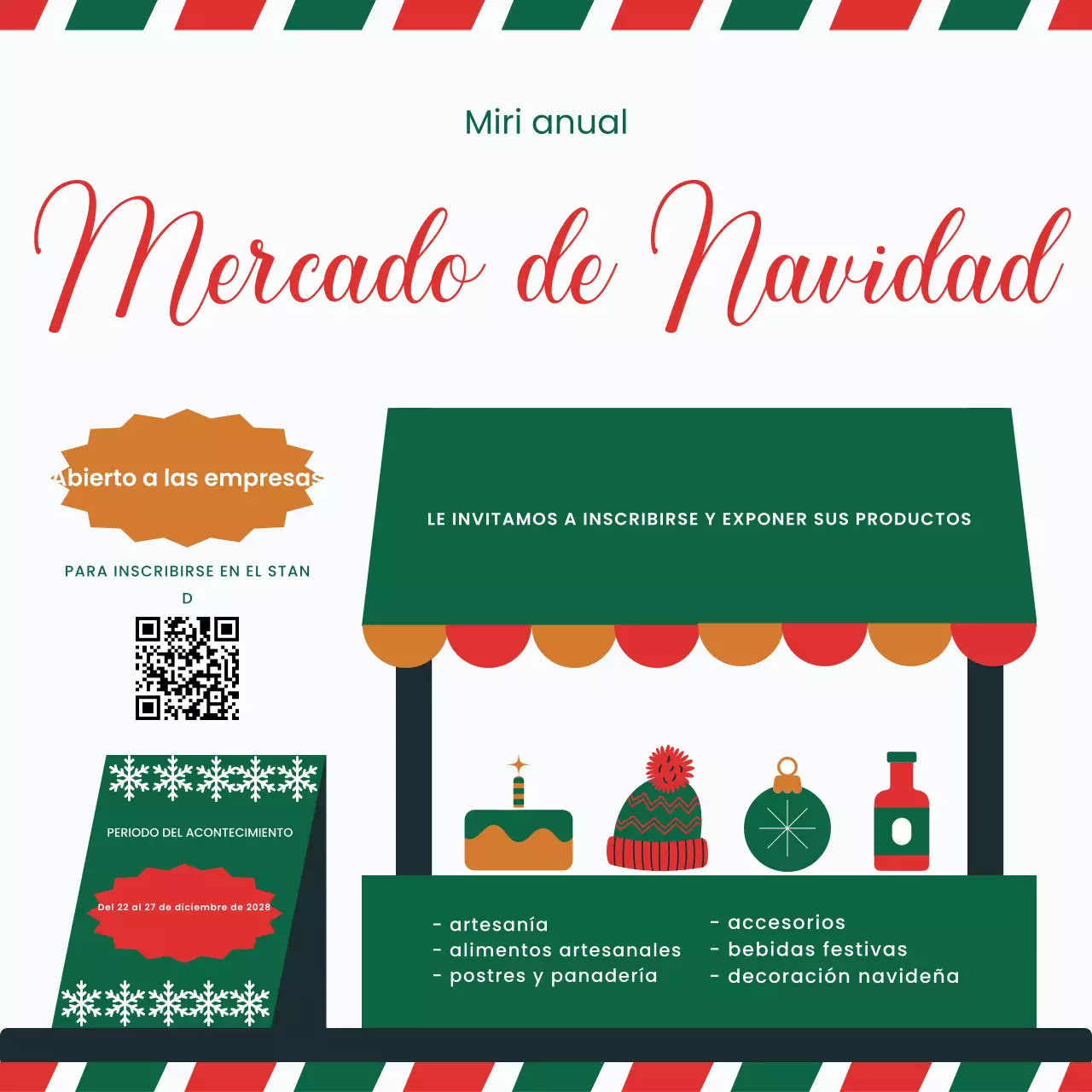 White Green Simple Mercado anual de Navidad de Miri Medios de comunicación social