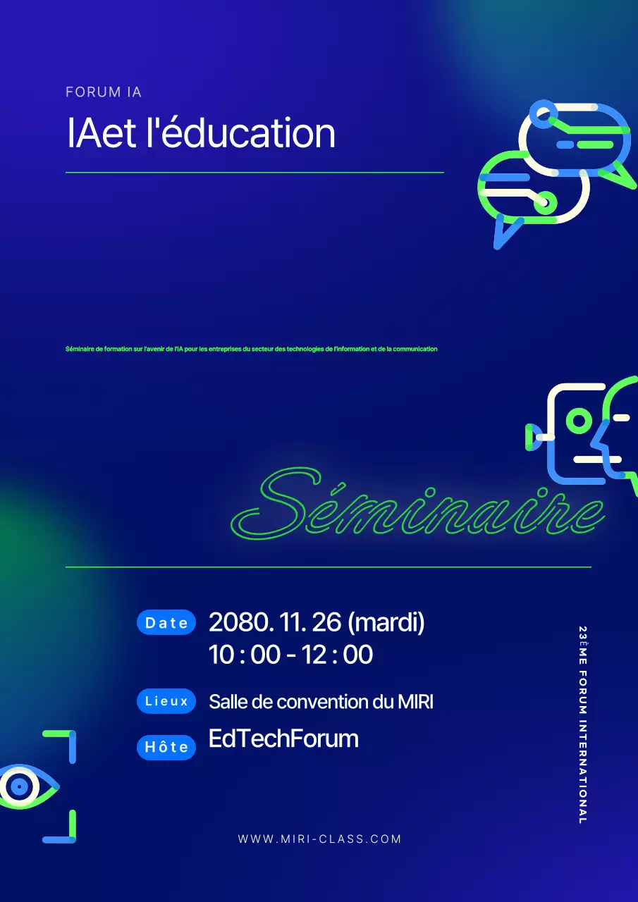 Promouvoir les séminaires modernes en bleu