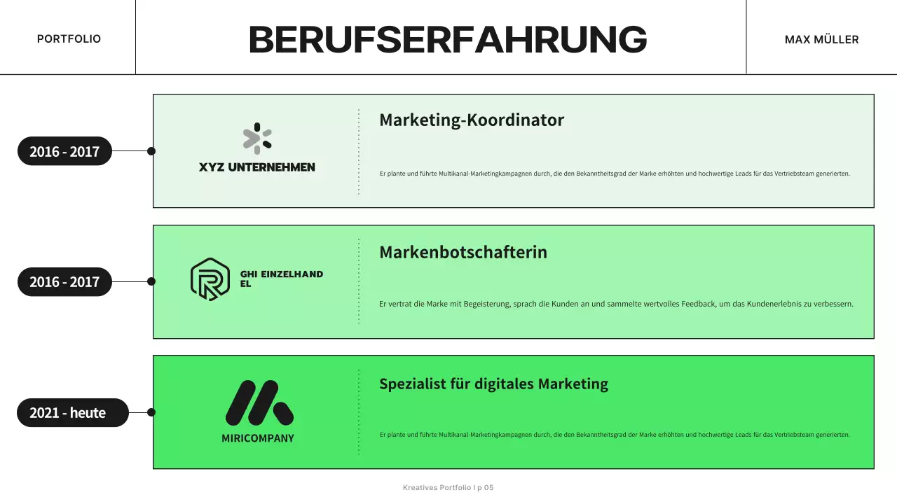 grünes modernes Marketing-Portfolio