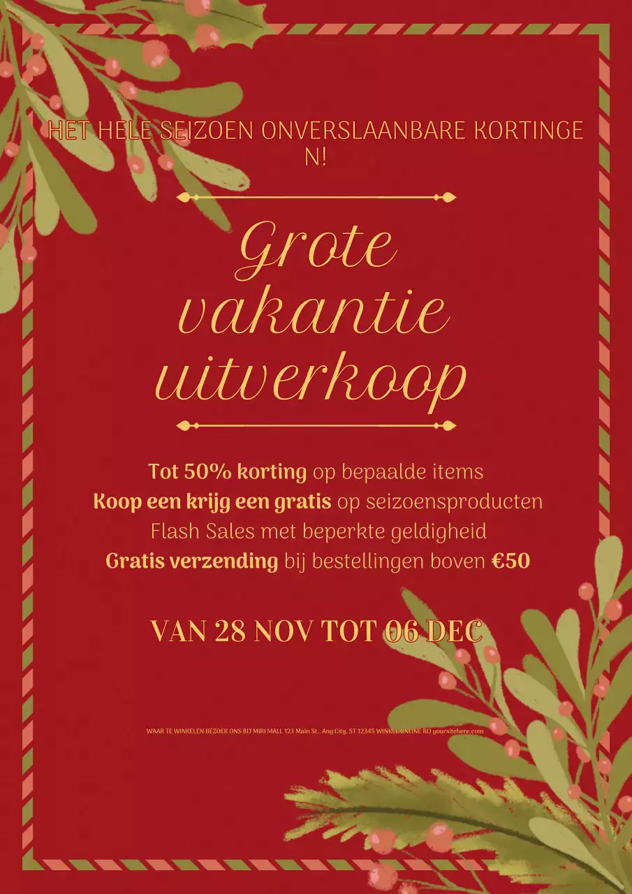 rood traditionele vakantie verkoop advertentie