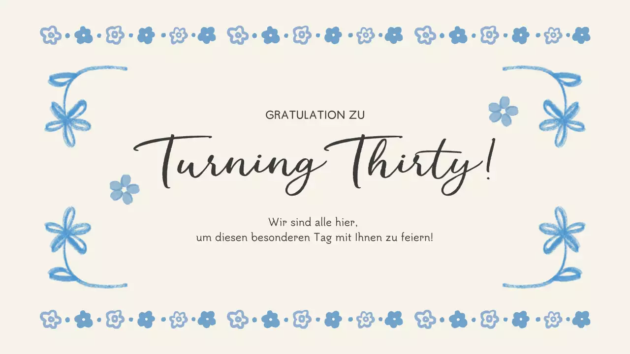 blau geblümt Geburtstag Veranstaltung