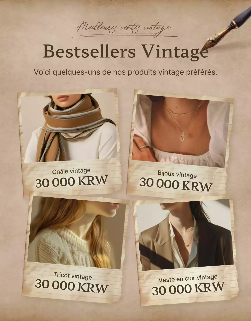 Promouvoir la vente d'articles de mode bruns et vintage