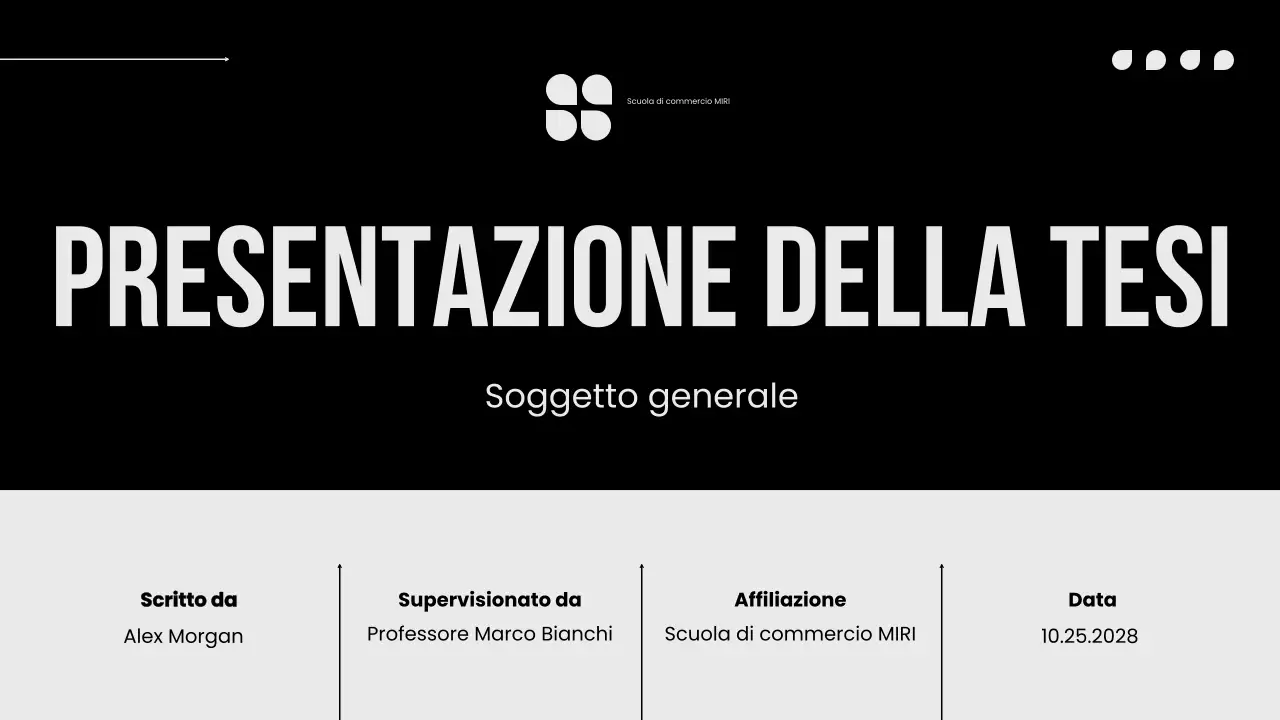 Tesi pubblicitaria minimale in bianco e nero