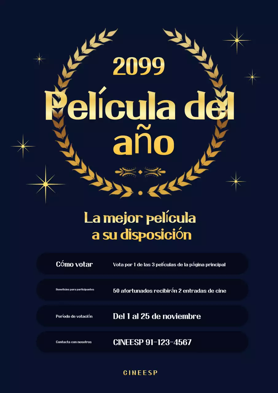 Promover la votación de la película clásica del año en dorado y azul marino