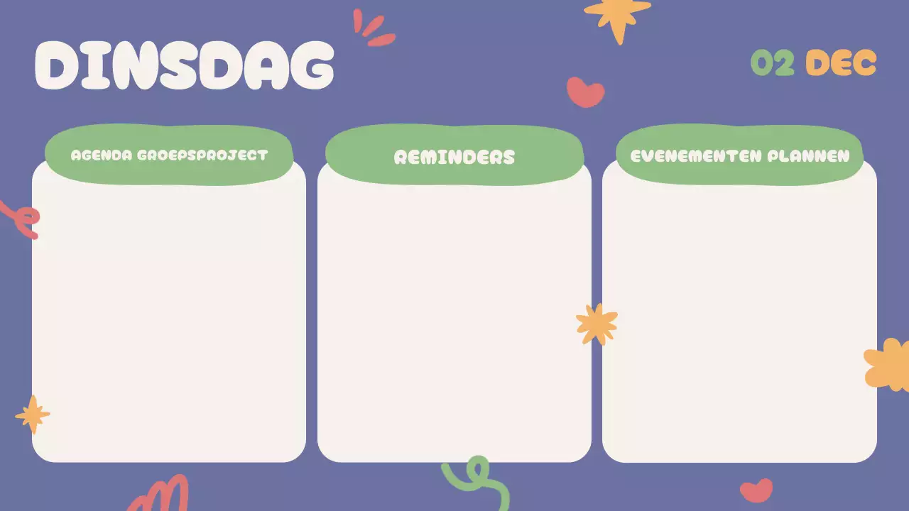 Blauw Beige Groen Rood Speelse Klassenagenda