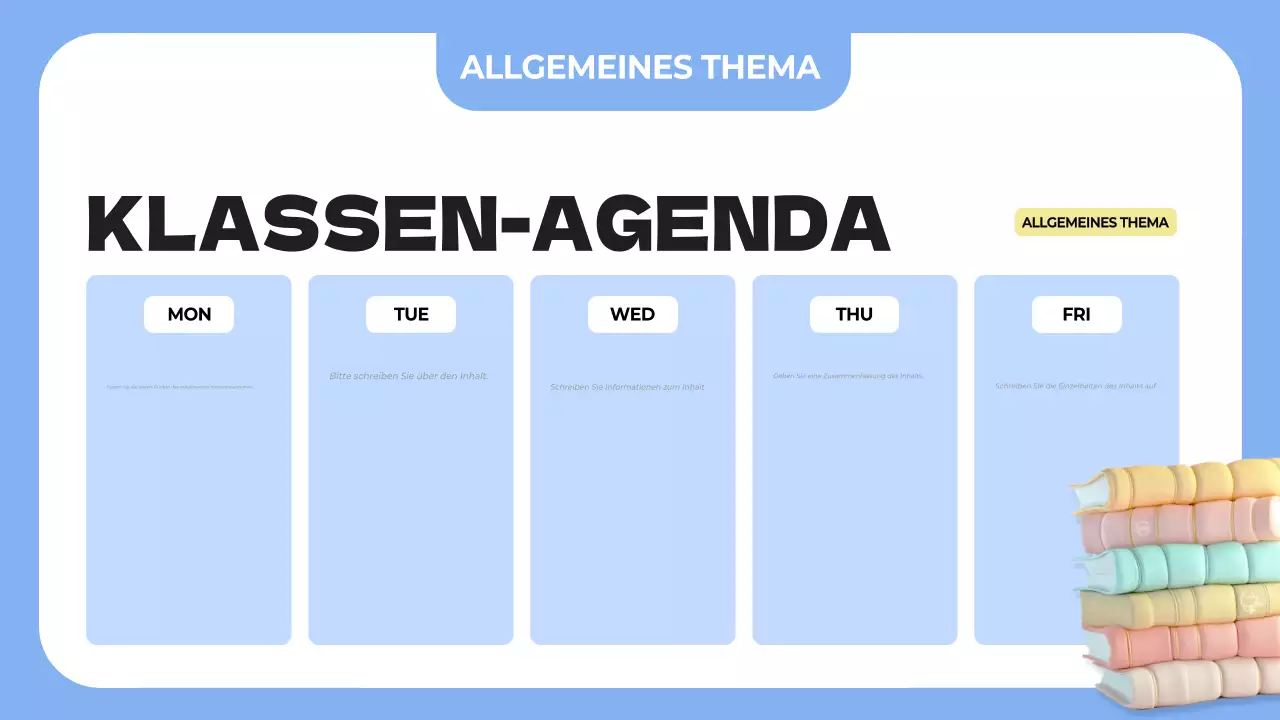 blauer einfacher Klassen-Agenda-Planer