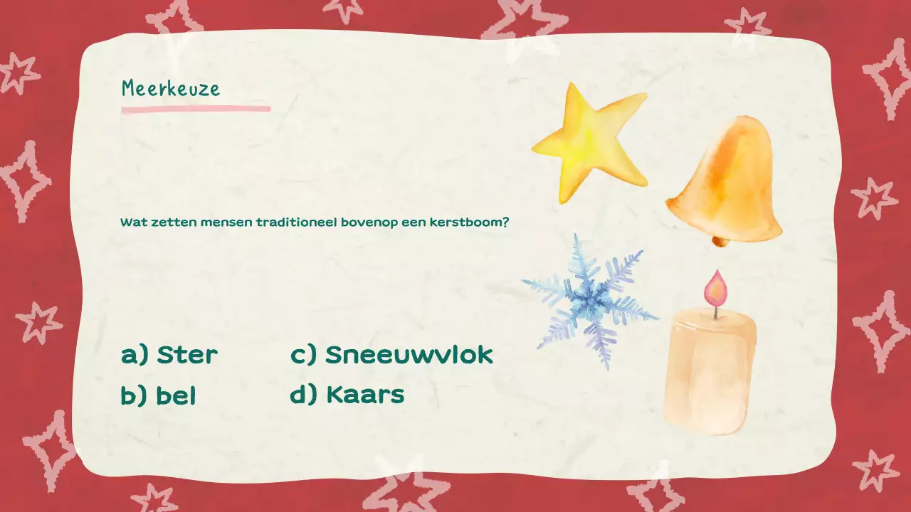 Rode illustratie kerst quiz diavoorstelling