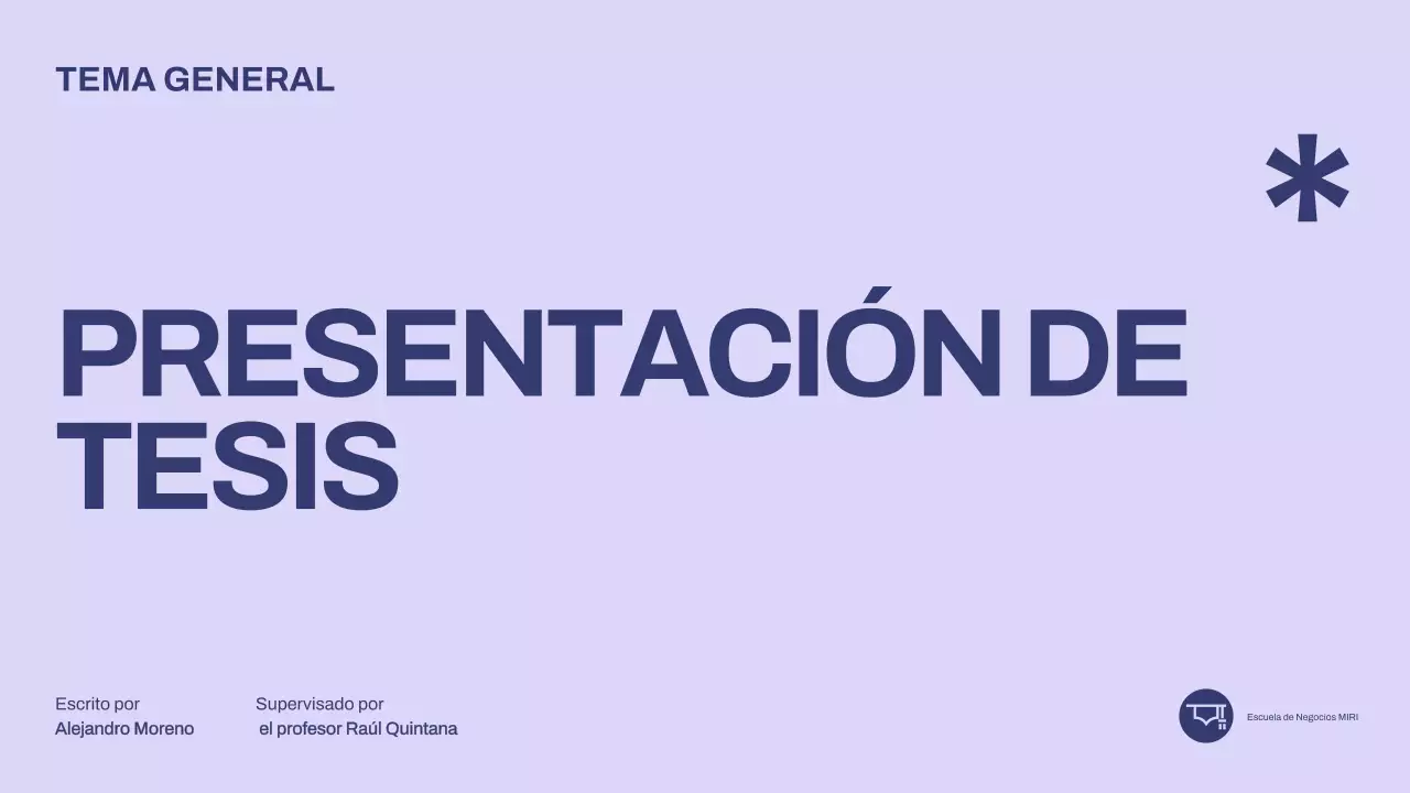 presentación de tesis minimalista púrpura