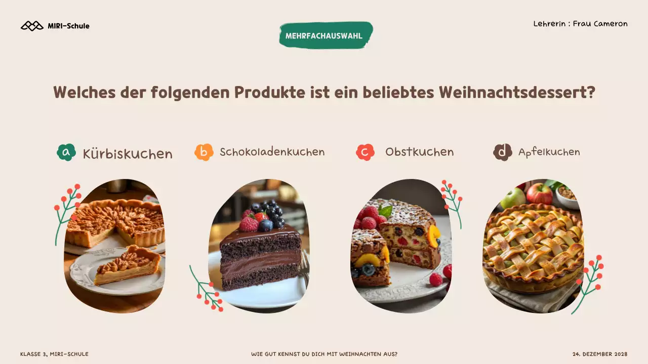 Illustratives Weihnachtsquiz für Kinder und SchülerInnen