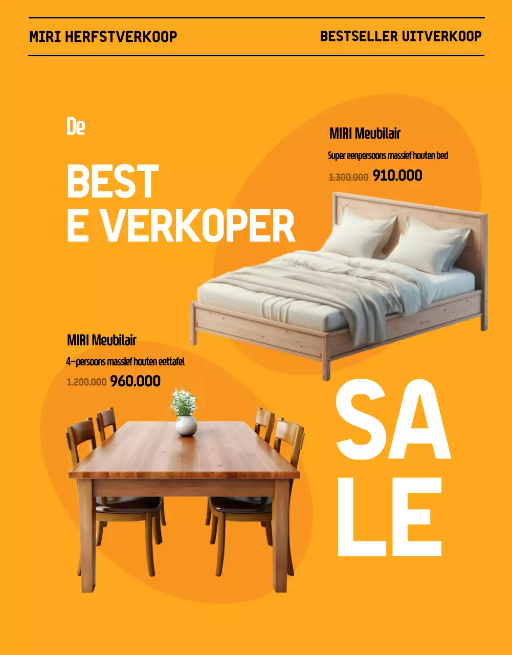 Promoot een uitverkoop van moderne herfstmeubelen in zwart en oranje