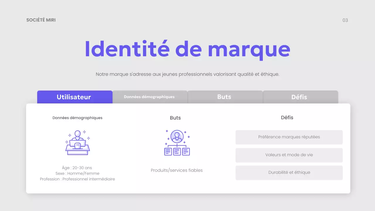 présentation d'un plan de marketing moderne en violet