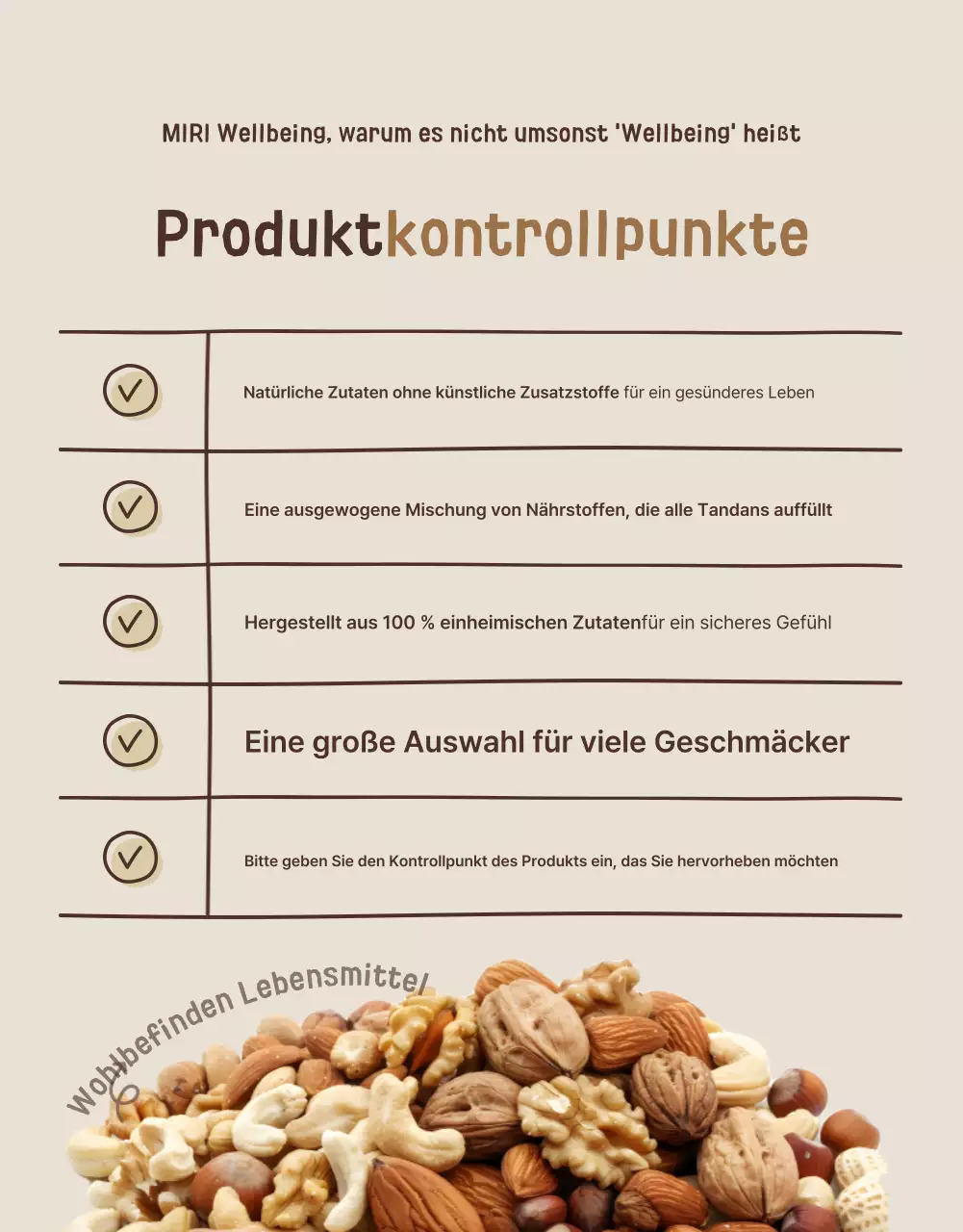 Förderung einer Ausstellung für gesunde Snacks in Beige und Braun
