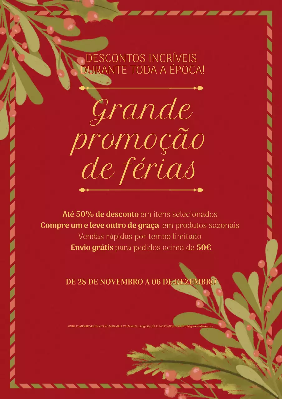 anúncio de venda de férias tradicional vermelho
