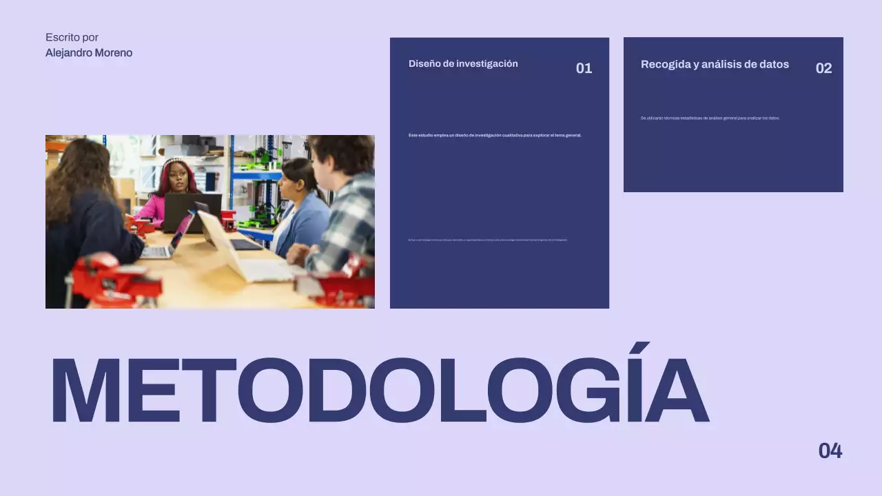 presentación de tesis minimalista púrpura