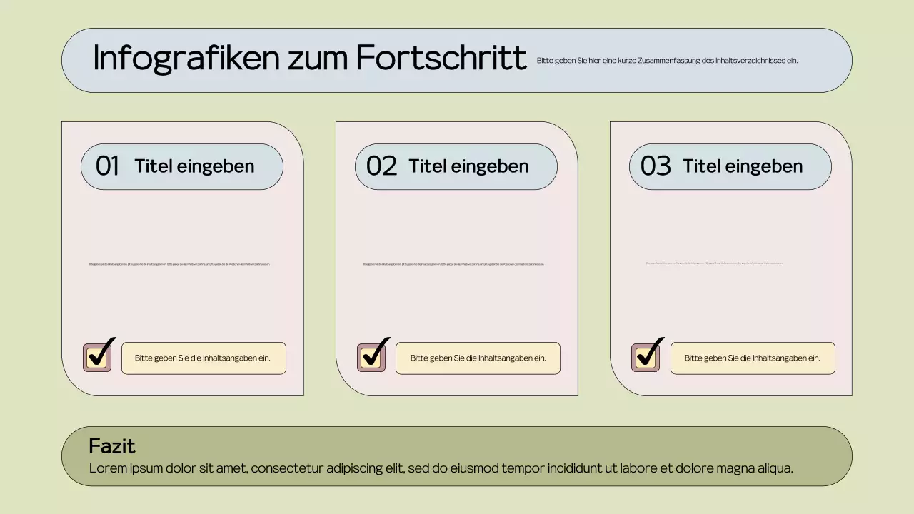 Grüner minimaler Fortschritt Infografik-Layout