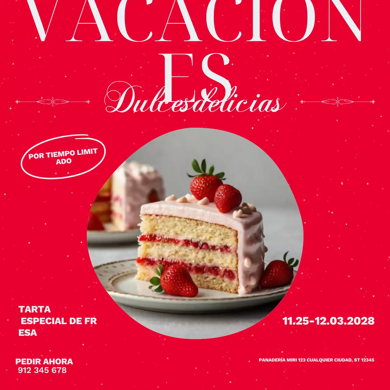 Promoción de postres festivos rojos