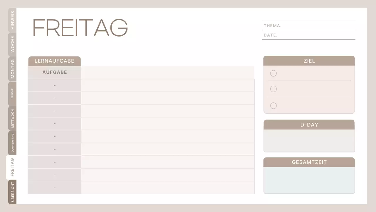 Beige Minimalist Klasse Planer Zeitplan