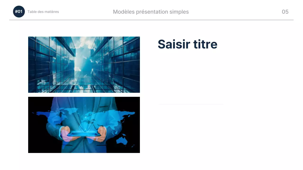 Présentation moderne bleu marine Description