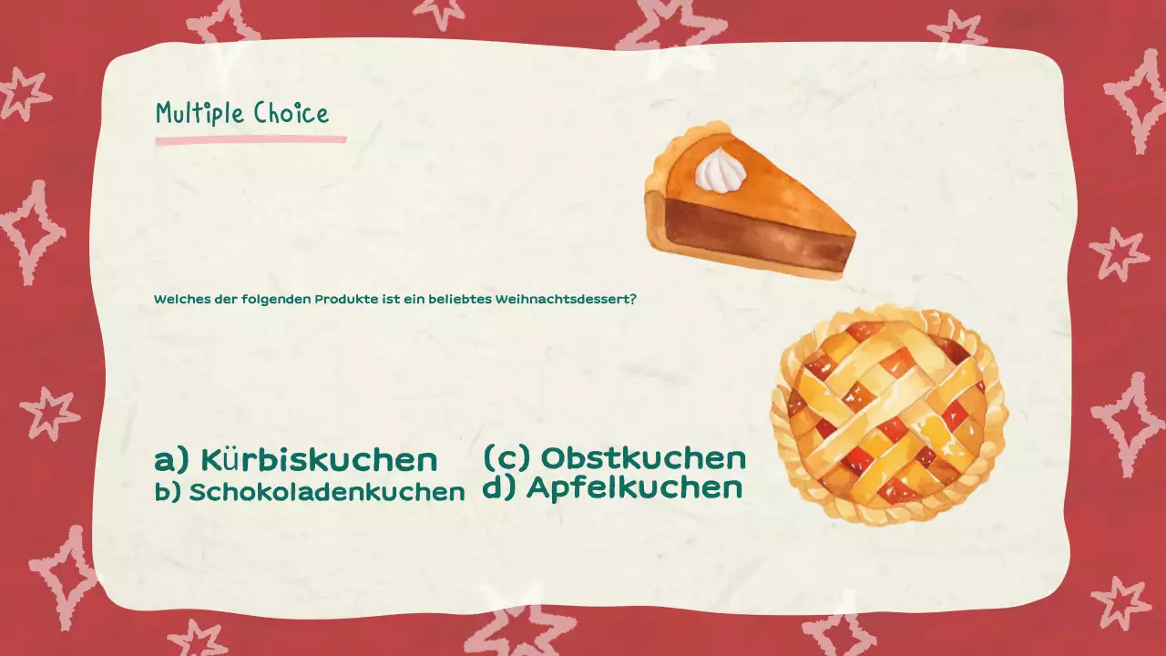 Rote Illustration Weihnachts-Quiz Diashow