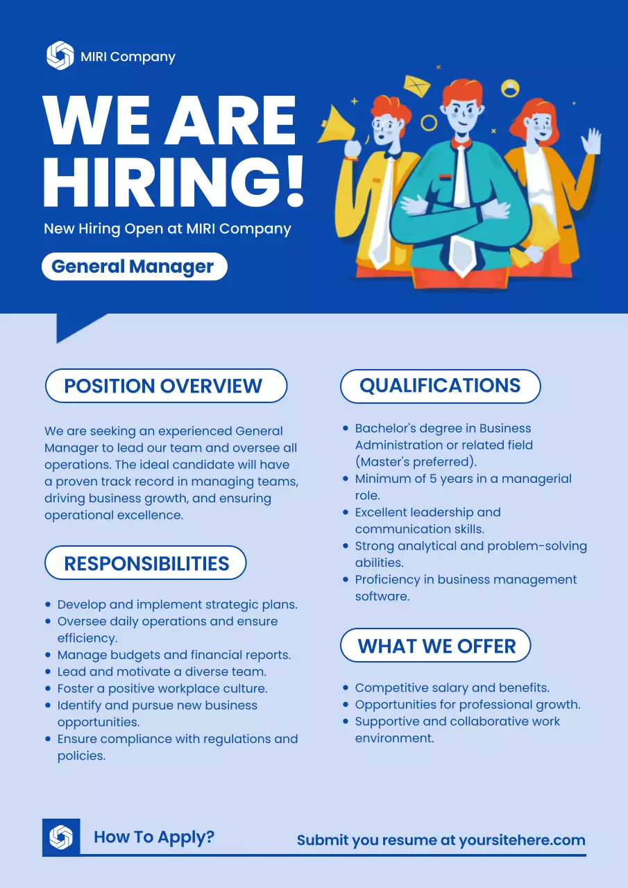 Blue Professional Hiring Advertisement Poster