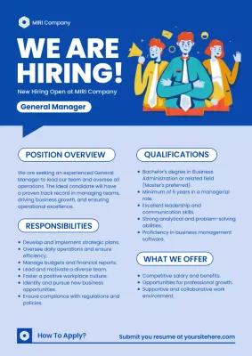 Blue Professional Hiring Advertisement Poster