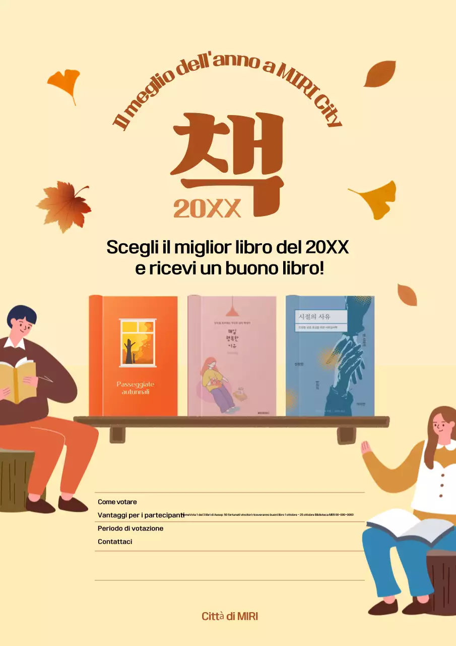 Semplice arancione e marrone per promuovere il voto del miglior libro dell'anno