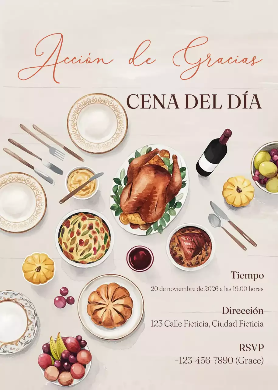beige invitación tradicional de Acción de Gracias