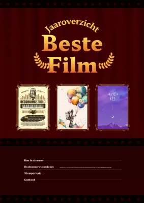 Promoot de beste film van het jaar in klassiek bordeauxrood en oranje