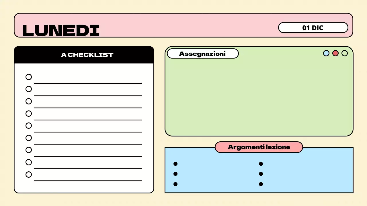 Presentazione dell'agenda di classe in pastello minimalista