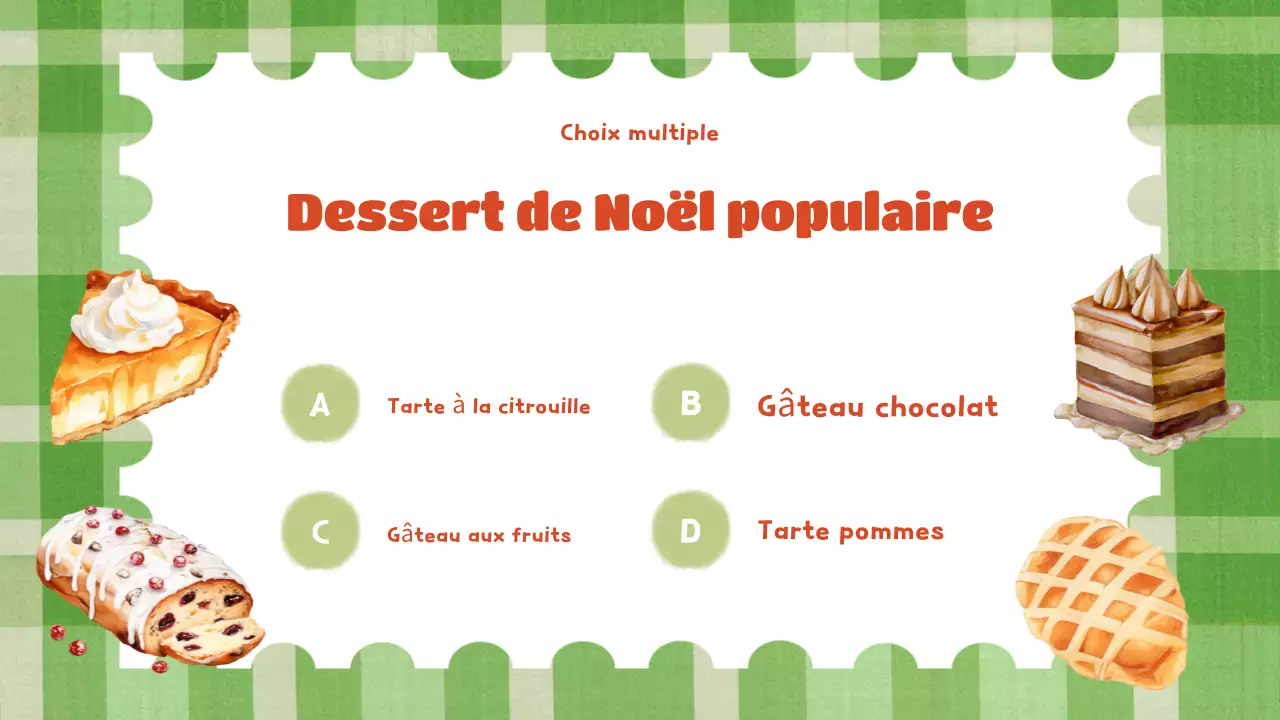 présentation festive verte pour les fêtes de fin d'année